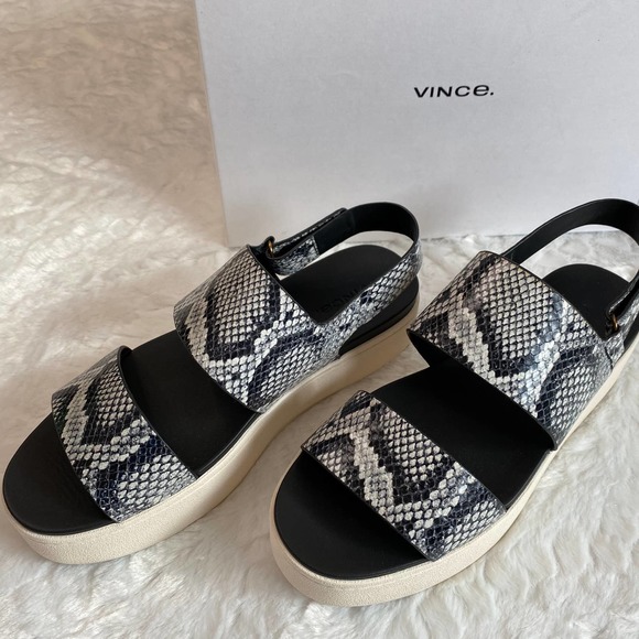 Vince Shoes - Vince Westport Snake Embossed Platform Sandal 9